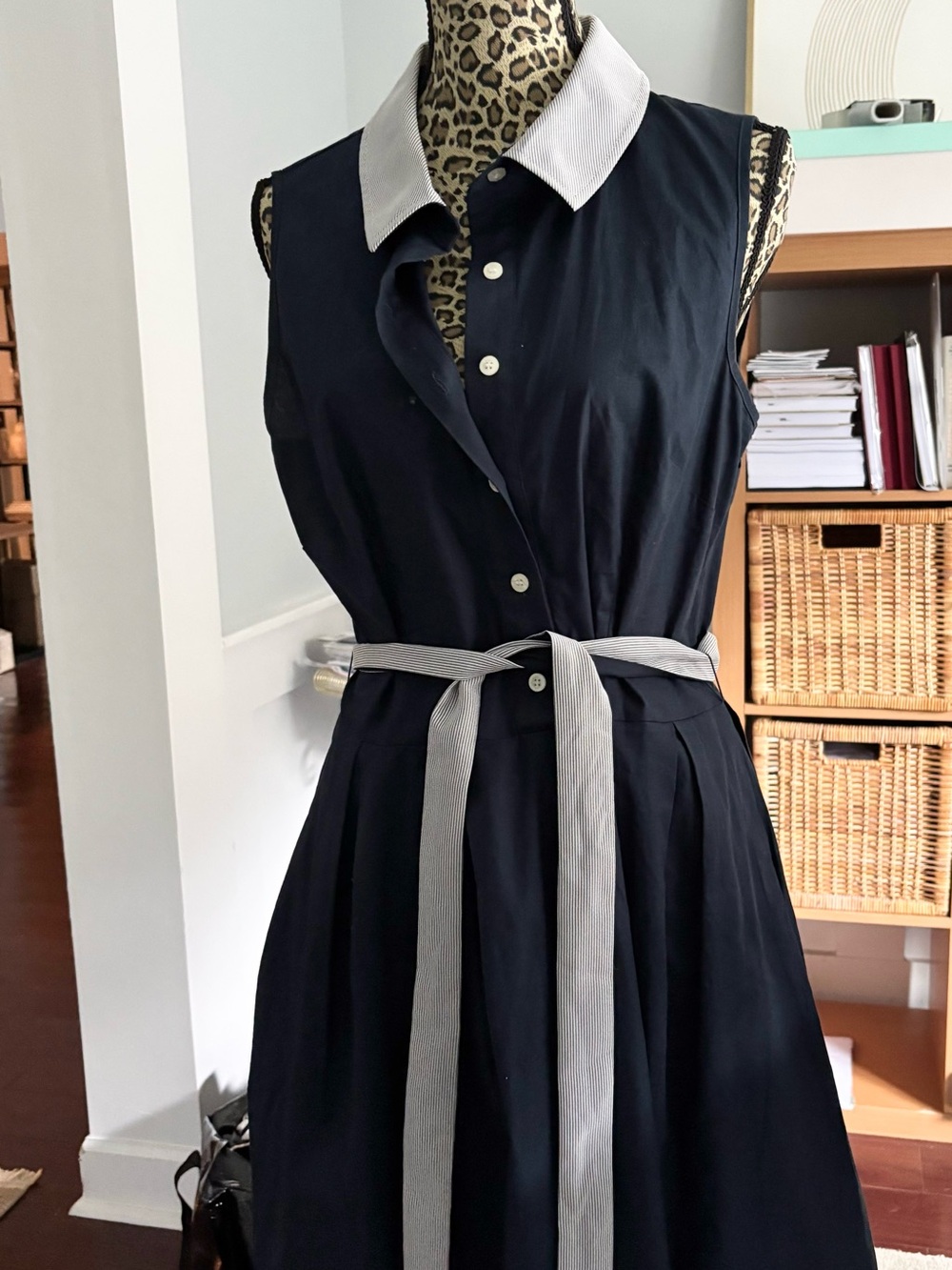 Jones New York Navy Belted Shirt Dress Size 14